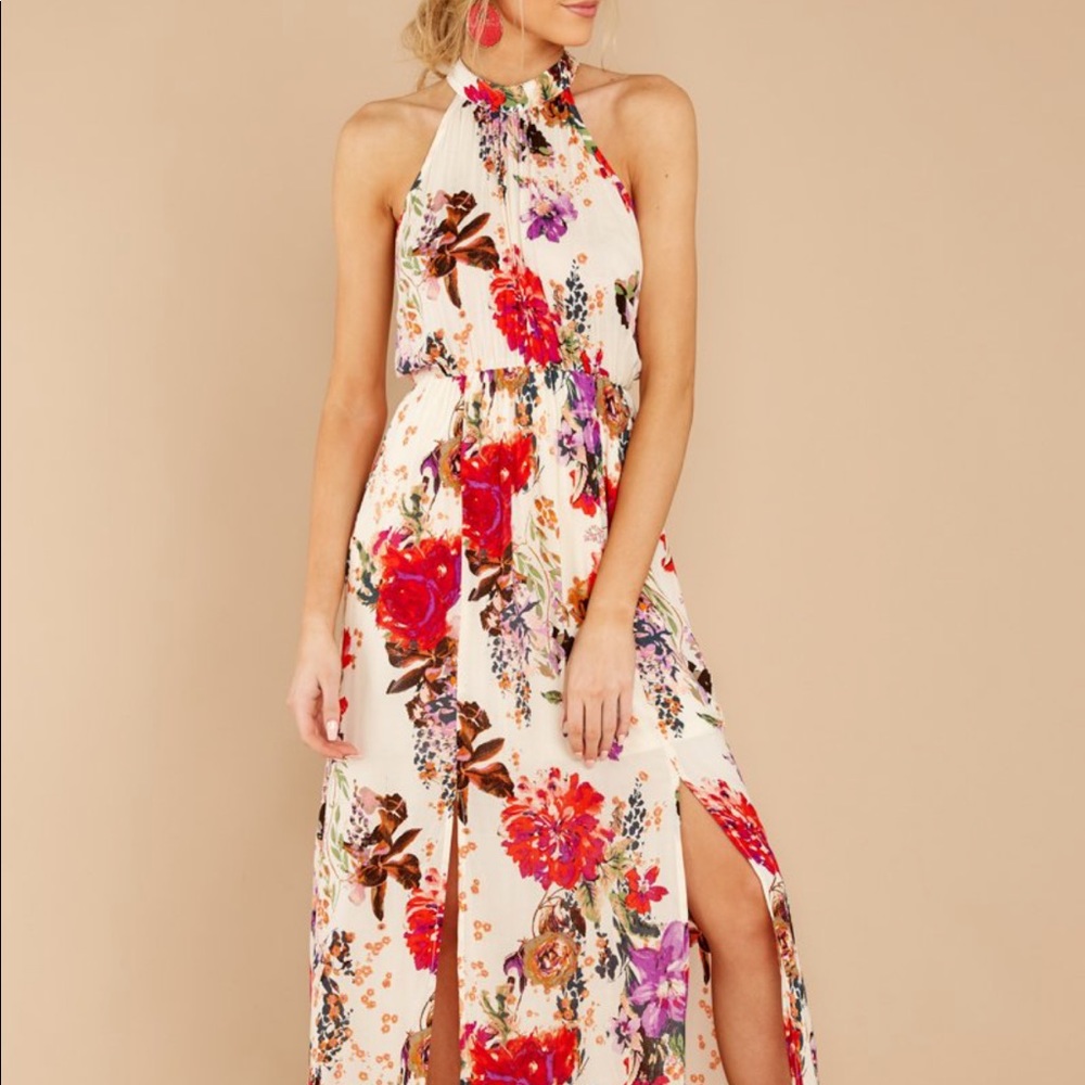 White Floral Halter Maxi